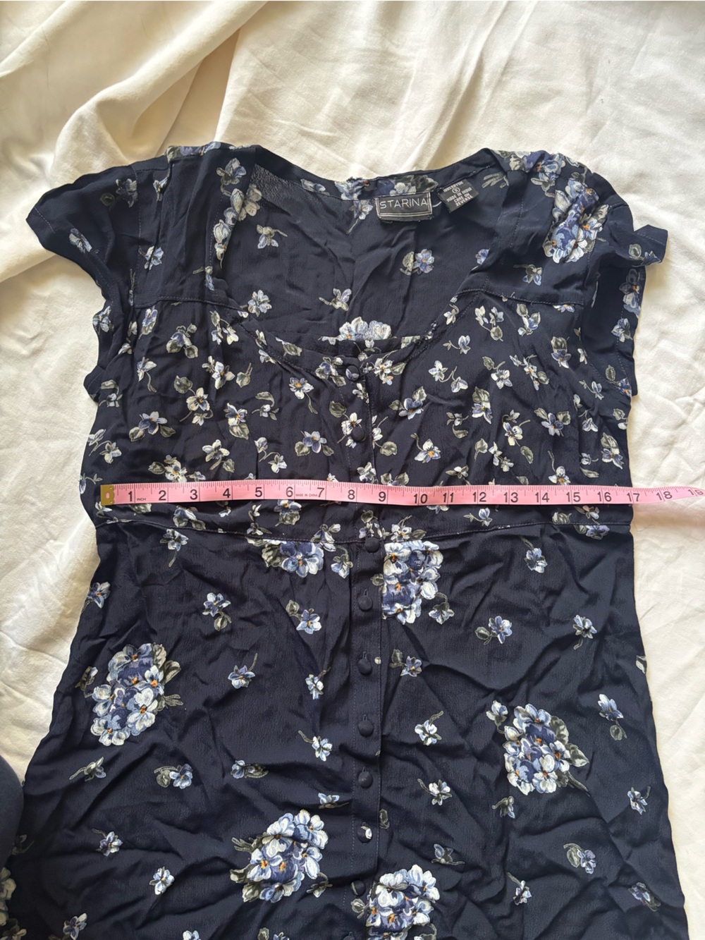 Navy Floral Cap-Sleeve Midi Dress - Picture 4 of 5